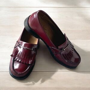 Vintage G.H.Bass Leather Weejuns Kiltie Flap Horse-bit Burgundy Loafer Normcore